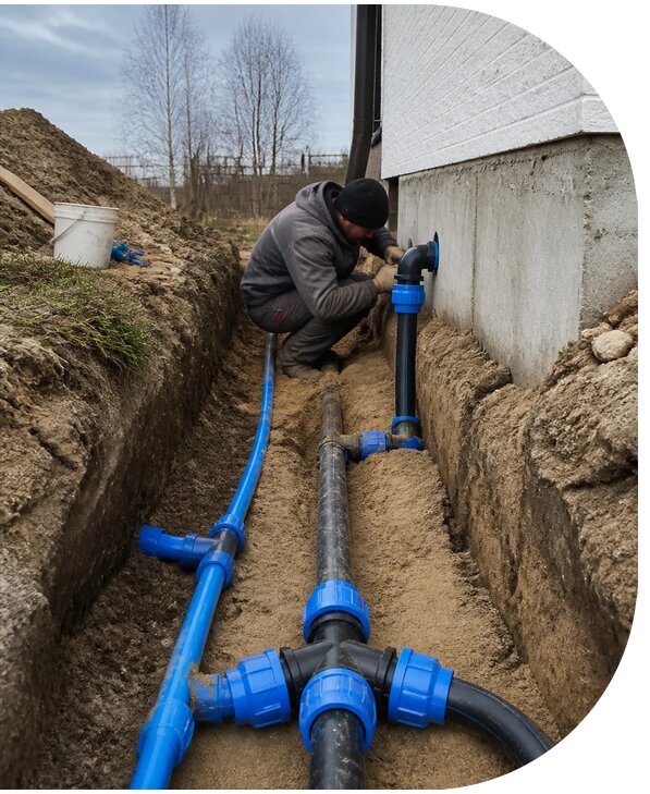 Монтаж наружного водопровода на участке под ключ в Истре